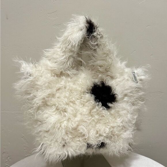 Natural Tigrado Curly Lamb Fur Tote/Handmade Shearling Top Handle Bag/Crossbody - Picture 2 of 16